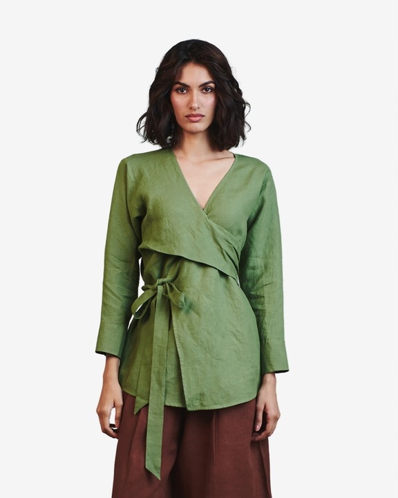 Linen Wrap Top