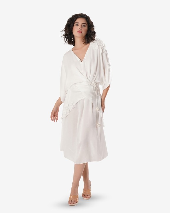 Flow Kaftan Tie Up Dress - White
