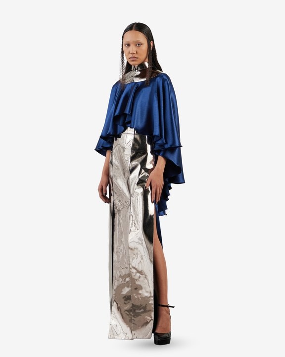 Mirror Slit Dress With Cape