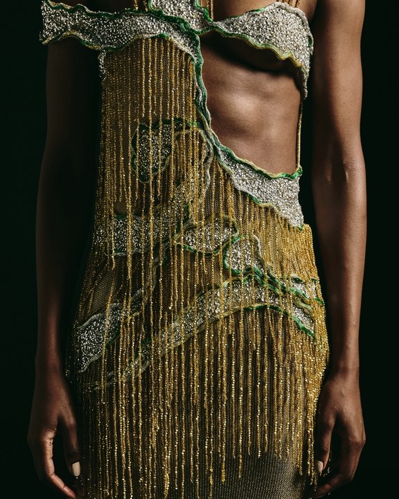 Gold Sequins Rain Gown