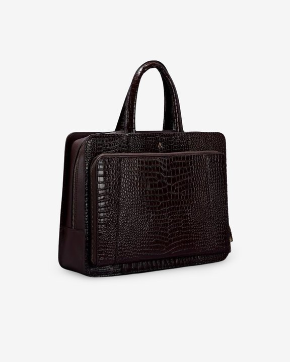 Verona Signature Business Bag – Glossy Croc Finish with Laptop Compartment