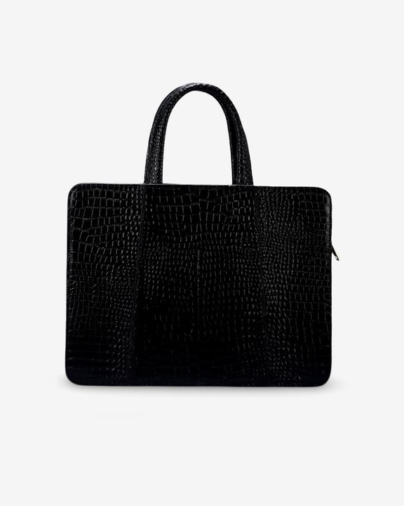 Verona Signature Business Bag – Glossy Croc Finish with Laptop Compartment
