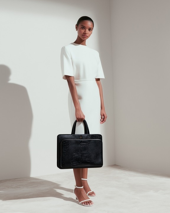 Verona Signature Business Bag – Glossy Croc Finish with Laptop Compartment
