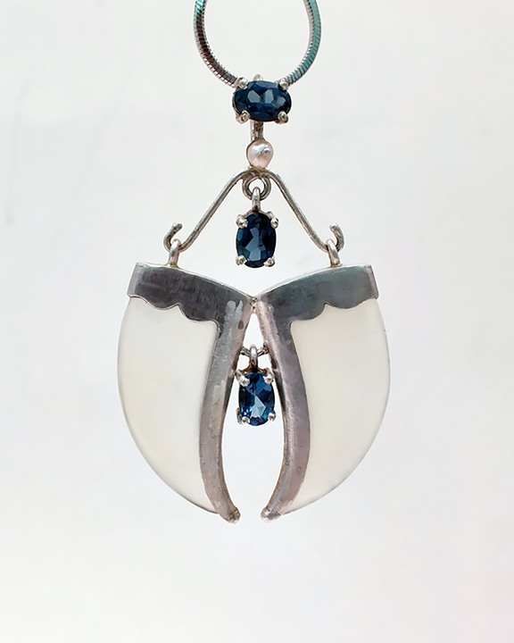 Avani Silver Faux Tiger Claw Blue Imperial Pendant