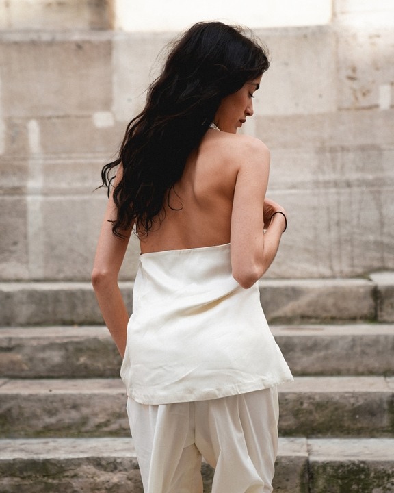 Whisper White Asymmetrical Top & Pants