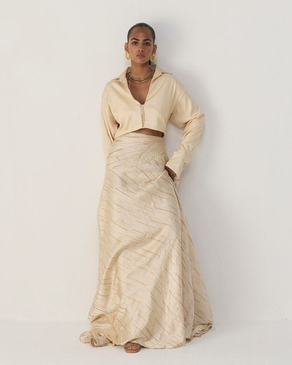 Cream Bias Skirt Set