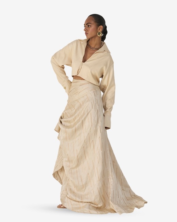 Cream Bias Skirt Set