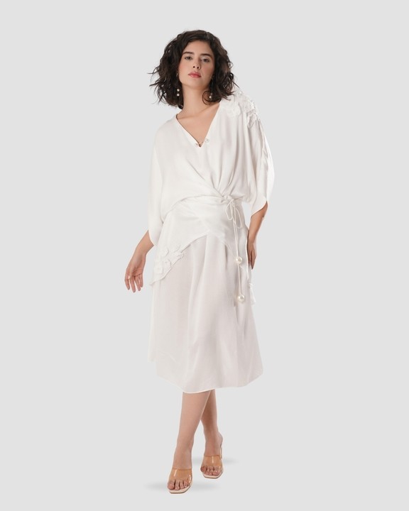 Flow Kaftan Tie Up Dress - White