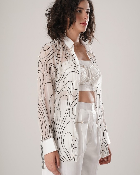 Flow Embroidered Shirt - White