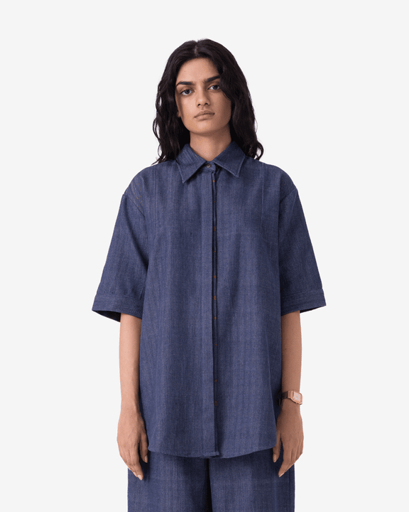 Ava Handwoven Denim Shirt