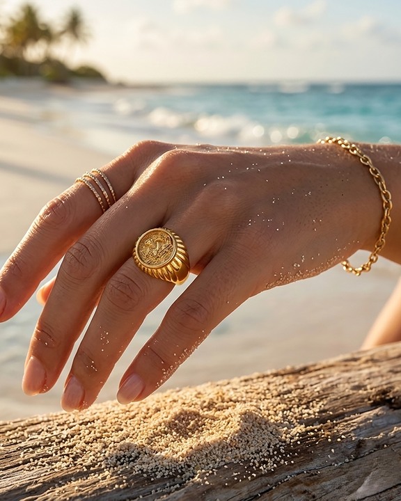 Vintage Engraved Gold Signet Men's Ring