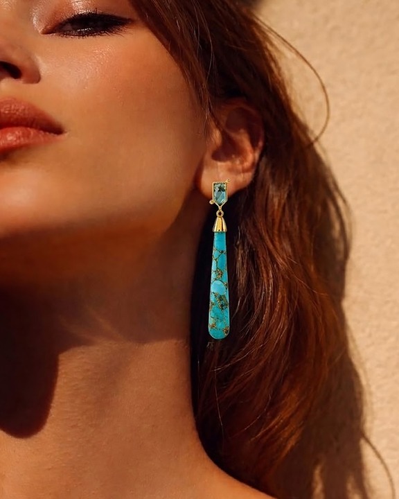 London Blue Topaz & Copper Turquoise Drop Earring