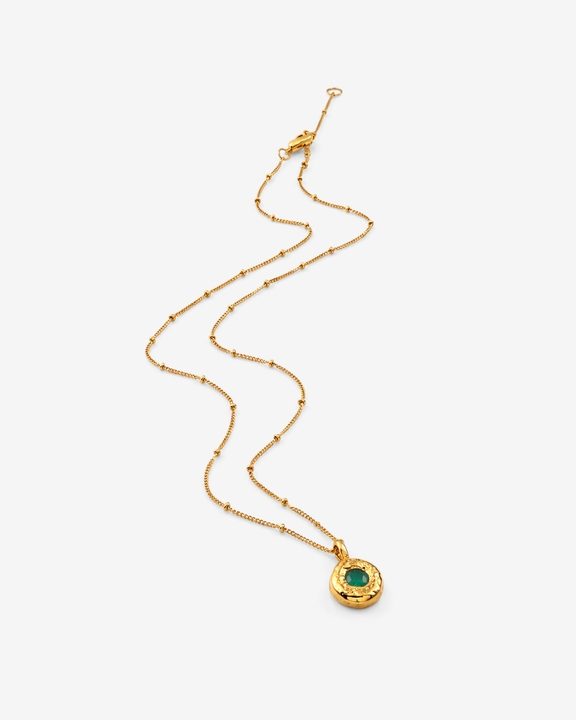 Green Onyx Medallion 92.5 Sterling Silver Charm Necklace