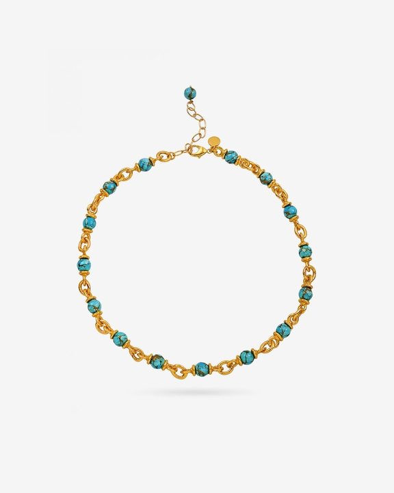 Turquoise Nugget Link Chain Necklace