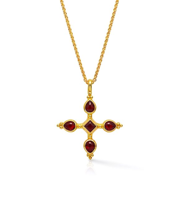 Ruby Cross Pendant Necklace