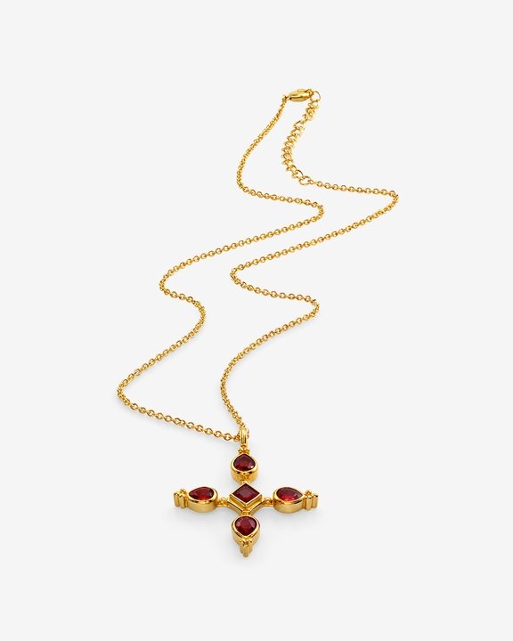 Ruby Cross Pendant Necklace