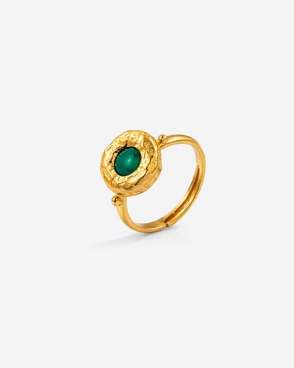 Green Onyx Medallion 92.5 Sterling Silver Ring