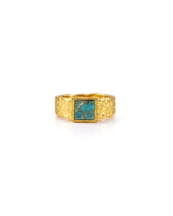 Turquoise Cushion Textured Statement Ring