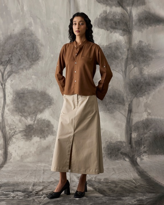Tencel Shirt - Brown - Women