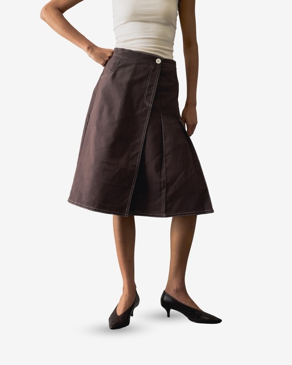 Linen Pleated Skirt - Women