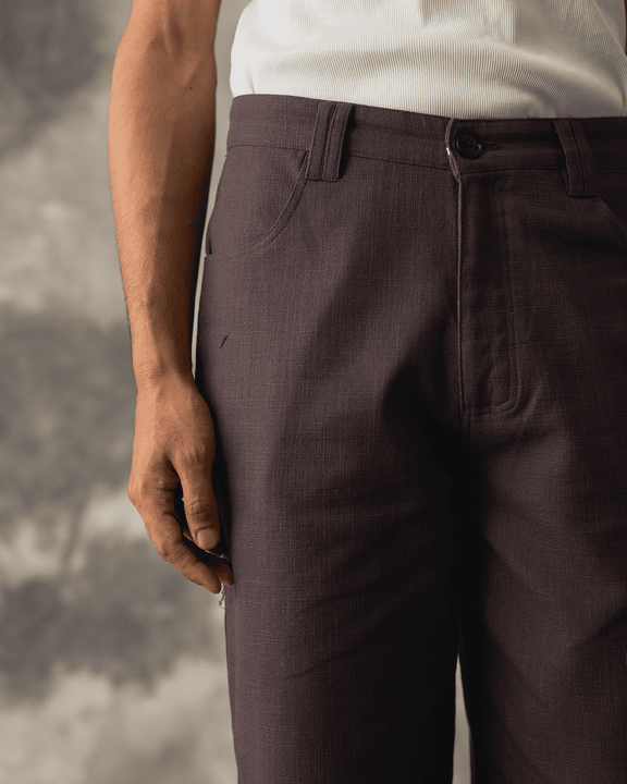 Brown Linen Wide Trousers