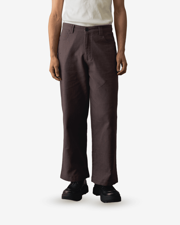Brown Linen Wide Trousers