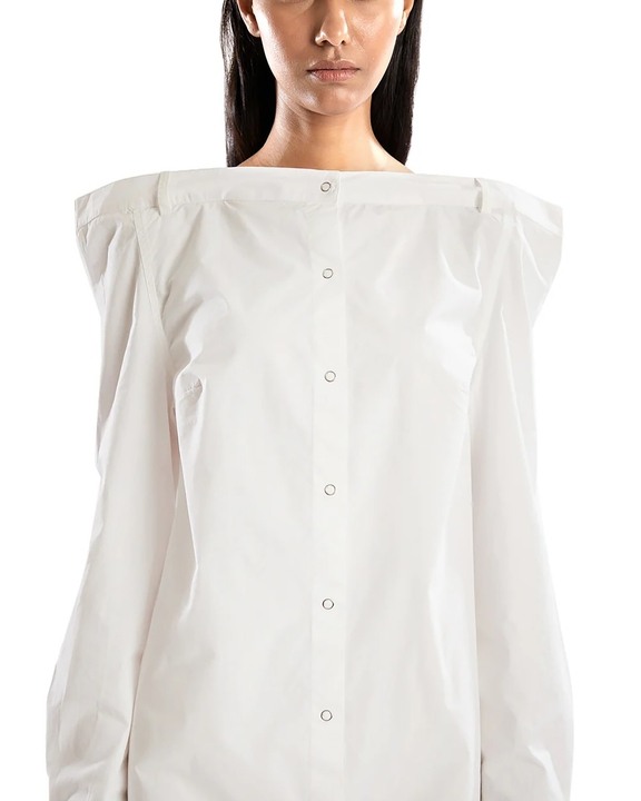 White Straight Shoulder Dress