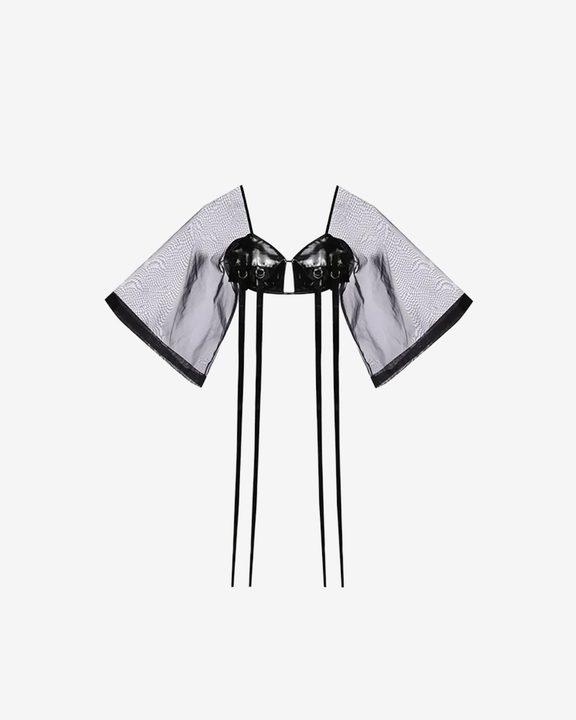 Leather Bralette With Batwing Mesh