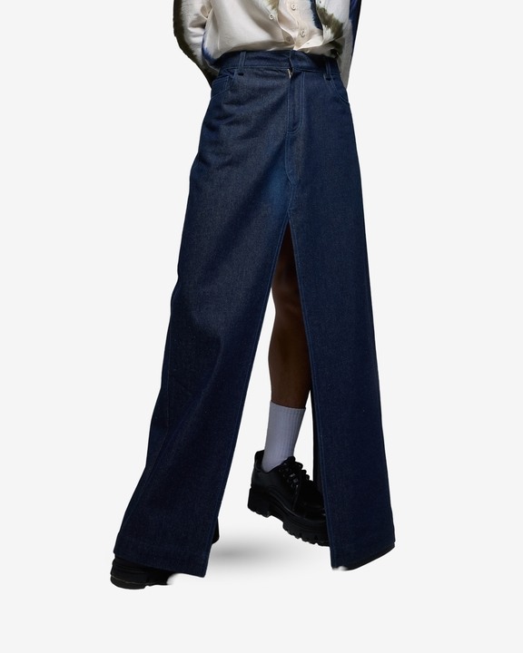 Blue Denim Skirt Pants