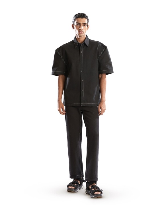 Black Denim Trouser With Front Patch Pocket