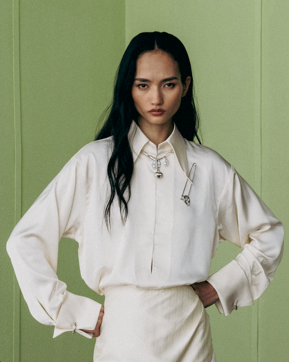 Deep Neck Statement Sleeve Shirt