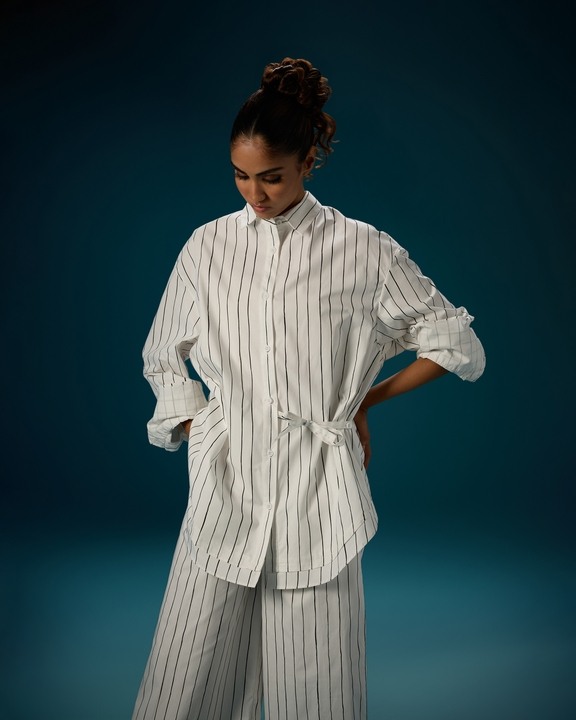 Side Tie Contrast Shirt