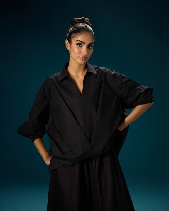 High-Low Pleat Top