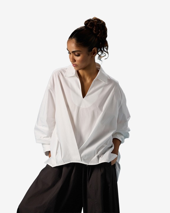 High-Low Pleat Top