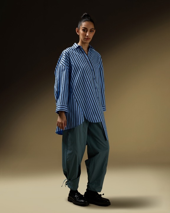 Asymmetrical Button Pleat Shirt