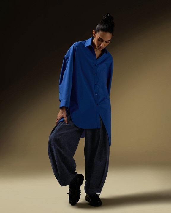 Asymmetrical Button Pleat Shirt