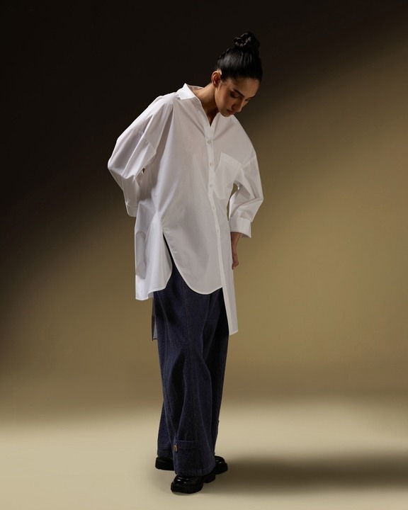 Asymmetrical Button Pleat Shirt