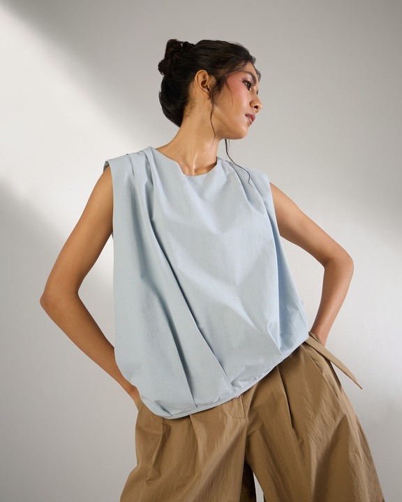 Balloon Hem Asymmetrical Top