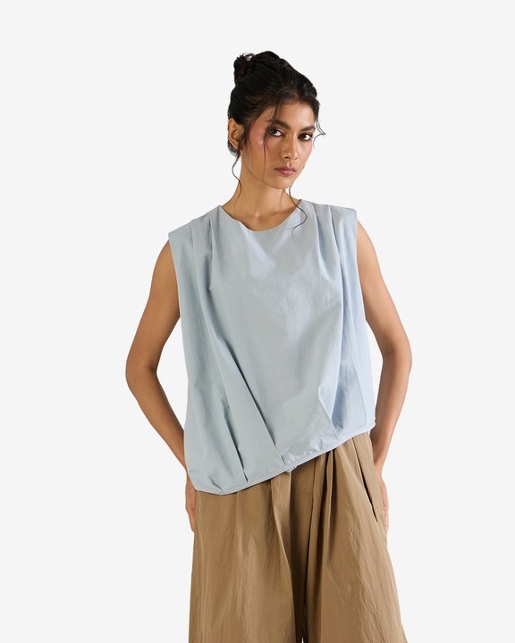 Balloon Hem Asymmetrical Top