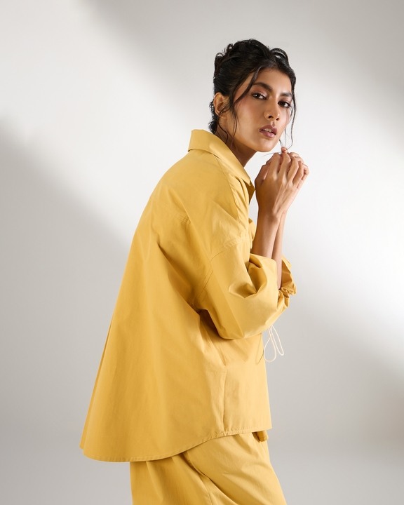 Rouche Sleeve Shirt Jacket