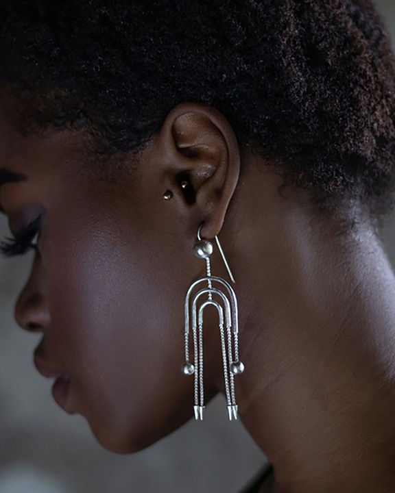 Deco Silver Flapper Earring