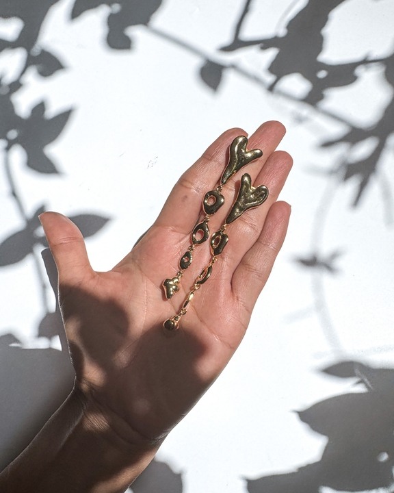 Pebble Heart Dangler Earrings