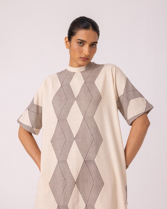 Ehan Hand Printed Midi Dress