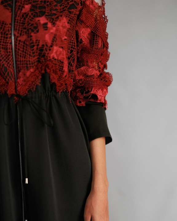 Red Map Embroidery Long Dress