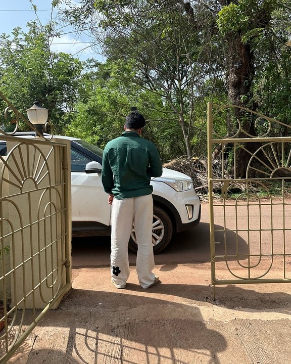 Off White Floral Cotton Lounge Pants