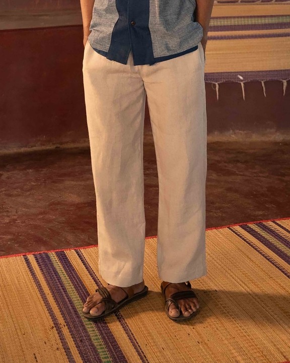 Beige Linen Lounge Pants