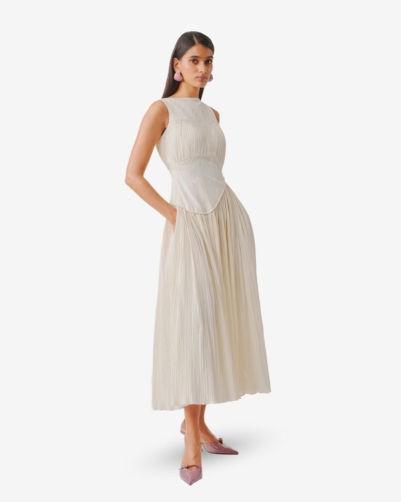 Ivory Ruched Corset Dress