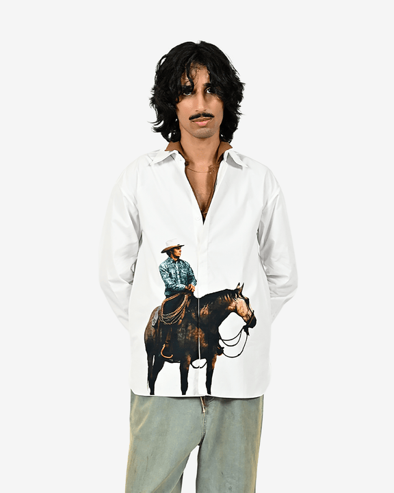 Straight Fit Printed Cotton Shirt