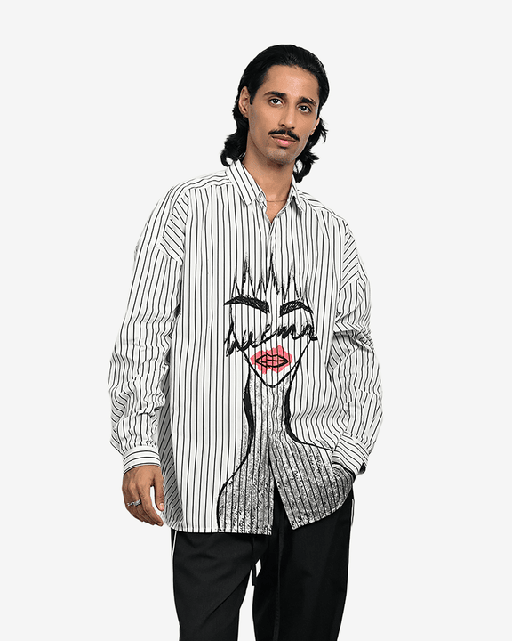 Oversized Unisex Pinstriped Cotton Shirt