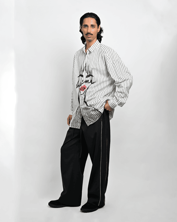 Oversized Unisex Pinstriped Cotton Shirt